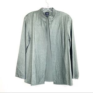Eileen Fisher Olive Green Silk Lightweight Jacket